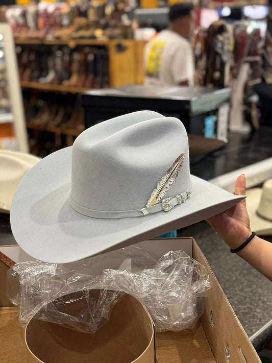 STETSON COWBOY HAT 100X EL PRESIDENTE MIST GREY COPA CHICA