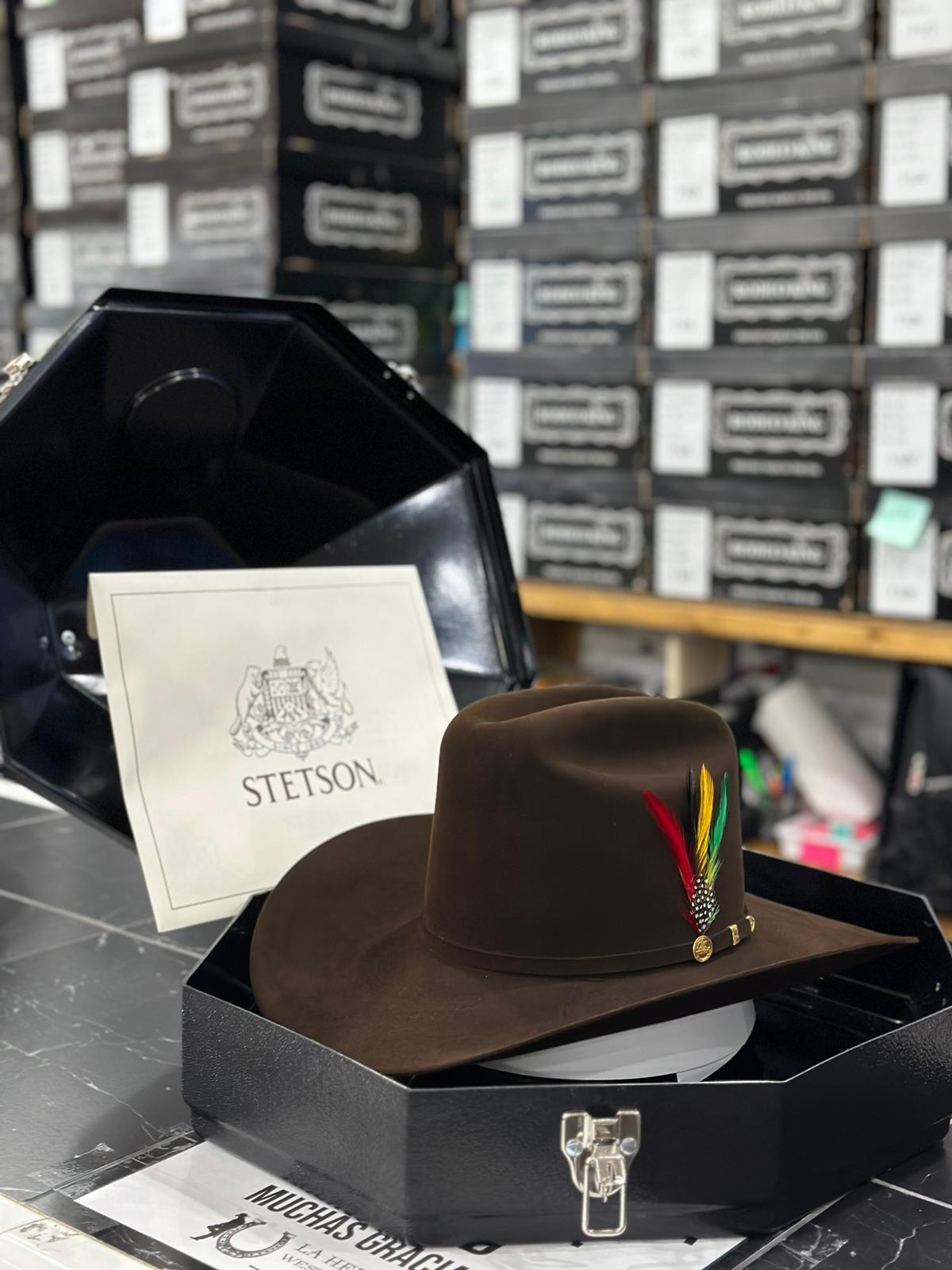 STETSON COWBOY HAT 100X EL PRESIDENTE CHOCOLATE COPA ALTA