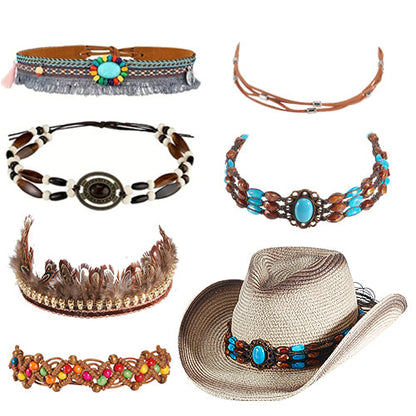 Brown Bohemian Cowboy Hat with Decorative Band