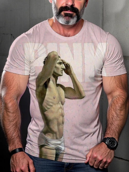 Men's Vintage Denim Gay Muscle Topless LGBT Printed T-Shirt