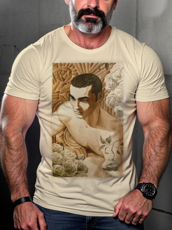 Men's Vintage Denim Gay Muscle Topless LGBT Printed T-Shirt