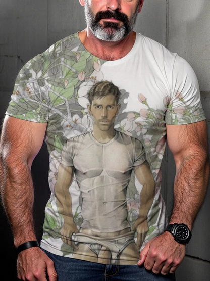 Men's Vintage Denim Gay Muscle Topless LGBT Printed T-Shirt