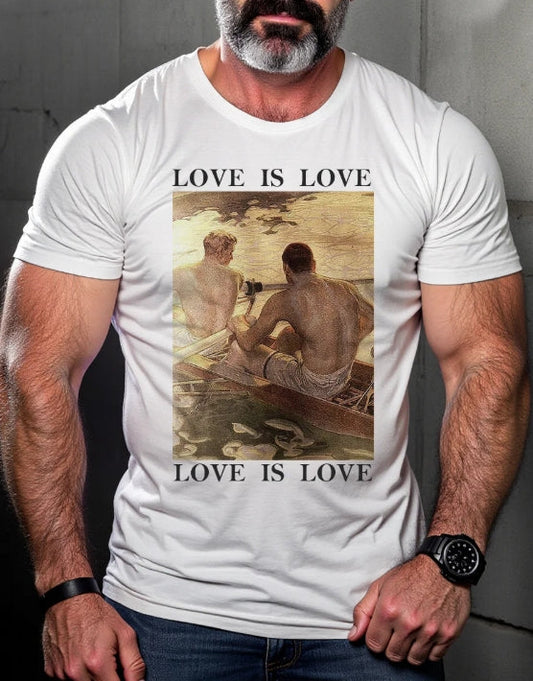 Men's Vintage Denim Gay Muscle Topless LGBT Printed T-Shirt