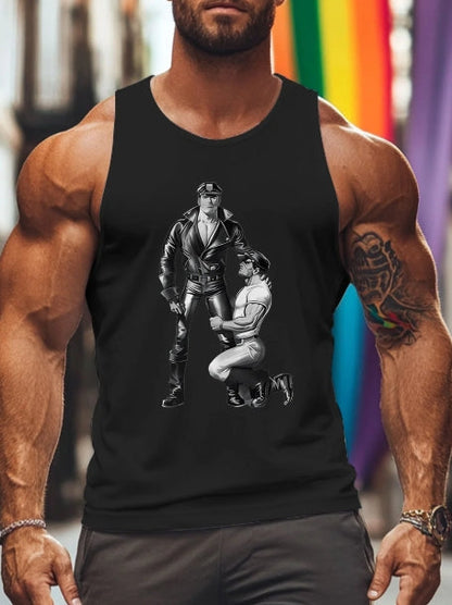 Men's Vintage Denim Gay Muscle Topless LGBT Printed T-Shirt