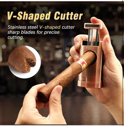 Leather Cigar Case with Cigar Lighter