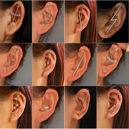 1PCS Rhinestone Decor Ear Cuff Piercing Earring