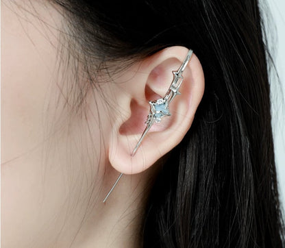 1 PCS Punk Geometric Four-Pointed Star Piercing Earring