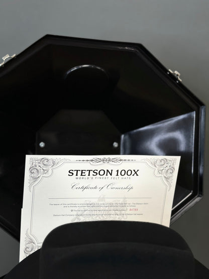 STETSON COWBOY HAT 100X EL PRESIDENTE NEGRO/BLACK COPA ALTA