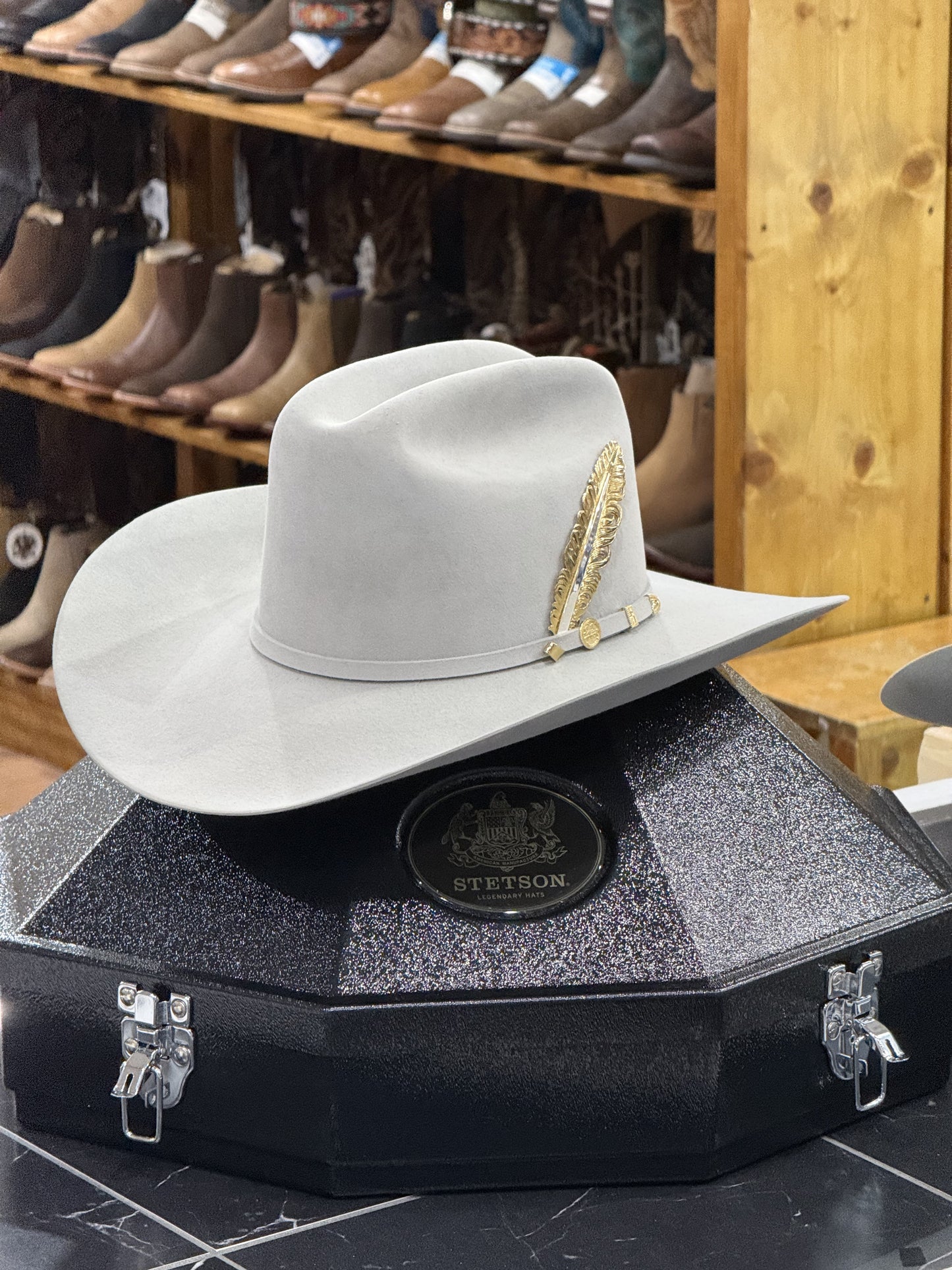 STETSON COWBOY HAT 100X EL PRESIDENTE MIST GREY COPA CHICA