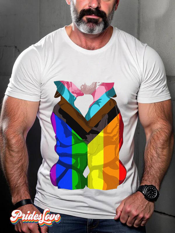 Men's Vintage Denim Gay Muscle Topless LGBT Printed T-Shirt