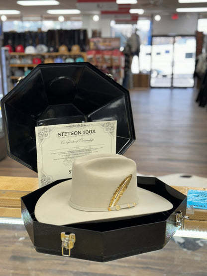 STETSON COWBOY HAT 100X EL PRESIDENTE SILVER BELLY COPA ALTA