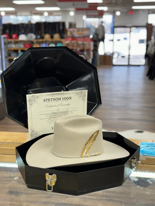 STETSON COWBOY HAT 100X EL PRESIDENTE SILVER BELLY COPA ALTA