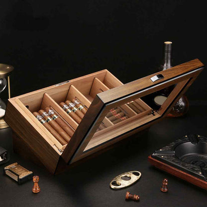 Cedar Wood Cigar Display Box with Large Window & Piano Finish