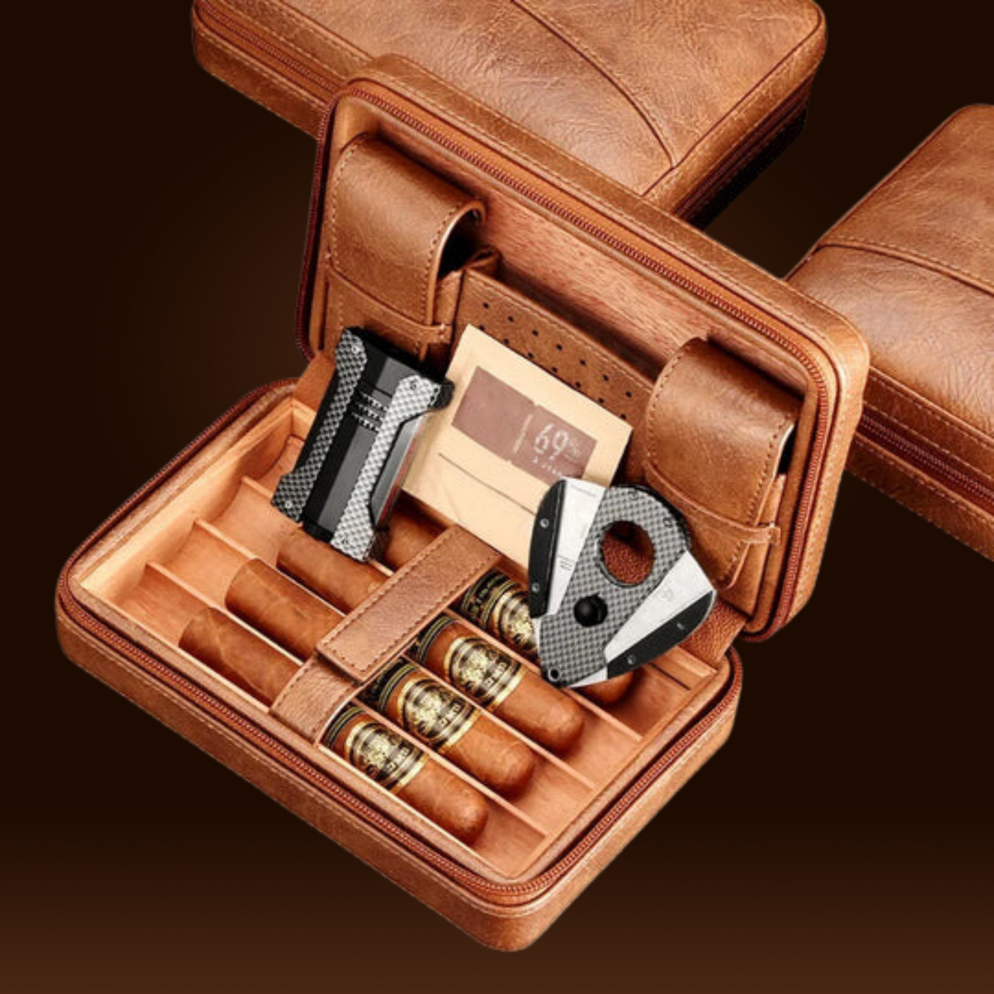 GALINER Cigar Humidor Box Travel Leather Cigar