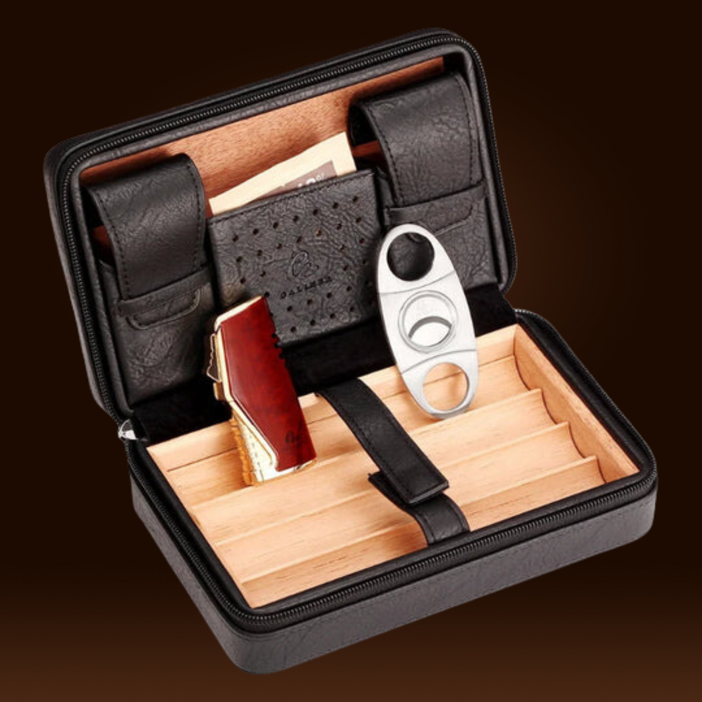 GALINER Cigar Humidor Box Travel Leather Cigar