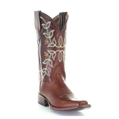 Bota Vaquera Embroidery Square Cognac