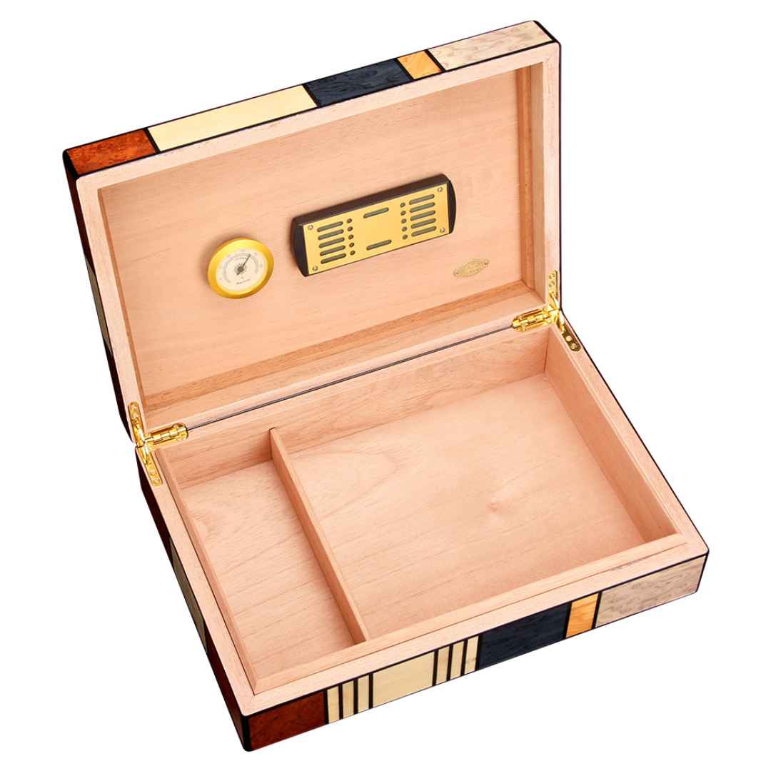 Large Capacity Cigar Humidor with Unique Abstract Design