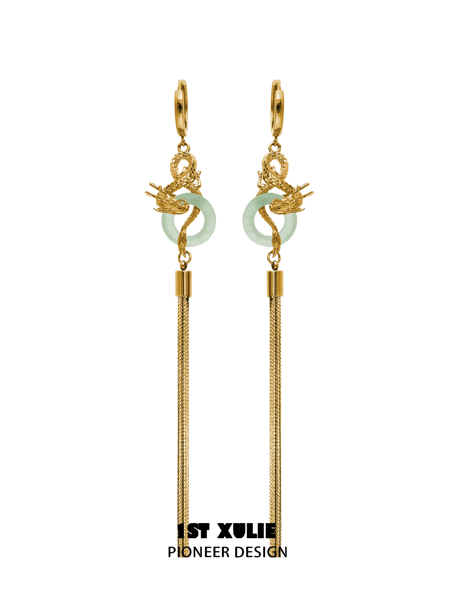 Loong 24K Gold/18K Platinum-Plated Quartz Jade Tassel Earrings