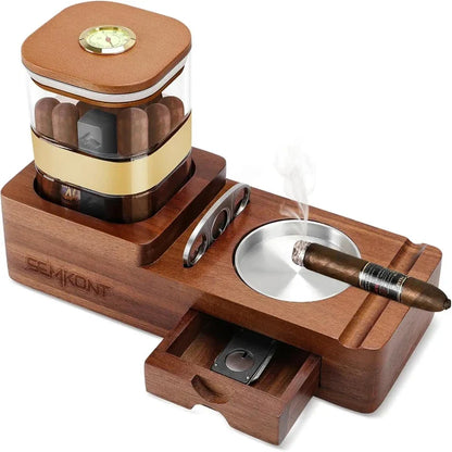 Ashtray Set Wooden Cigar