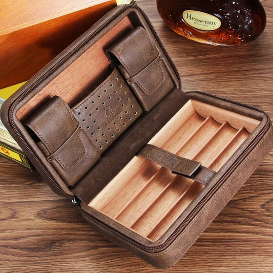 GALINER Cigar Humidor Box Travel Leather Cigar