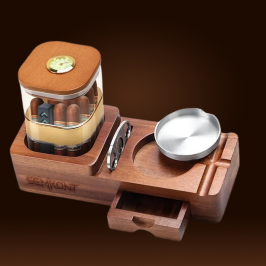 Ashtray Set Wooden Cigar