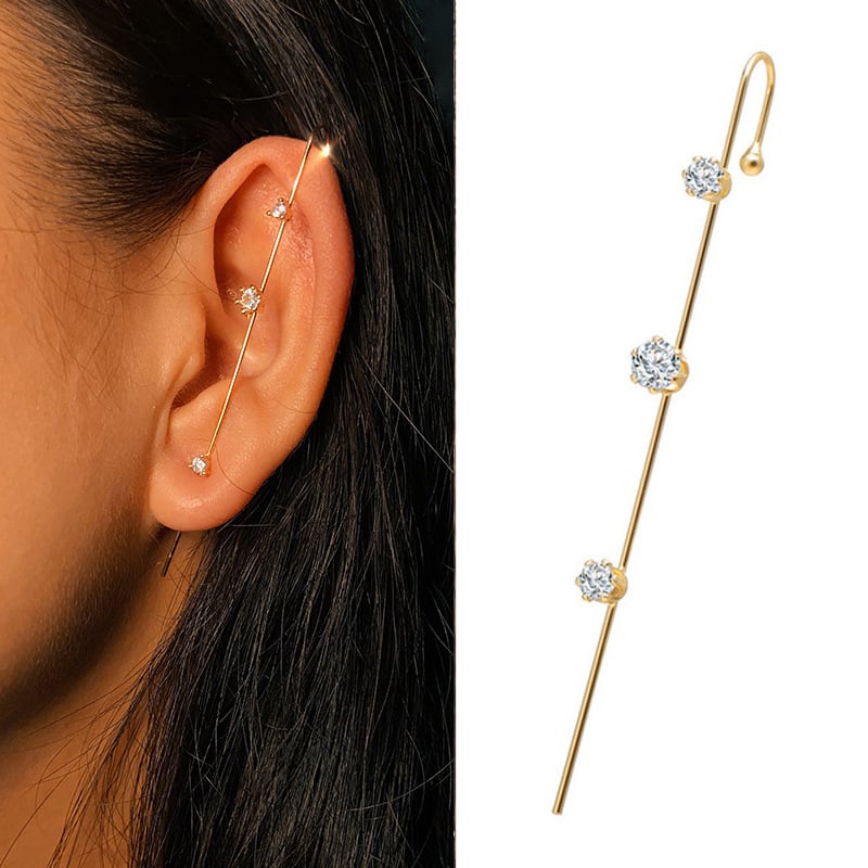 1PCS Rhinestone Decor Ear Cuff Piercing Earring