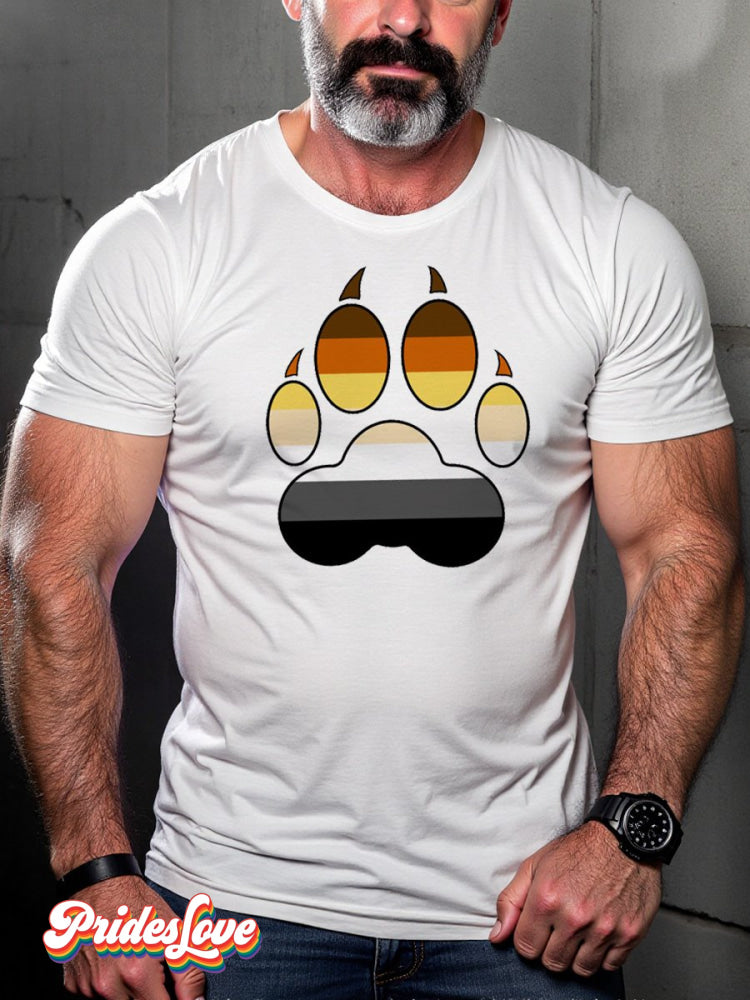 Bear Gay Bear Paws Flag Print T-shirt