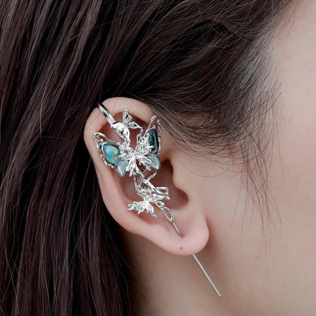 Butterfly Wasteland 18K Platinum-Plated Abalone Shell Needle Piercing Earrings - 1ST XULIE