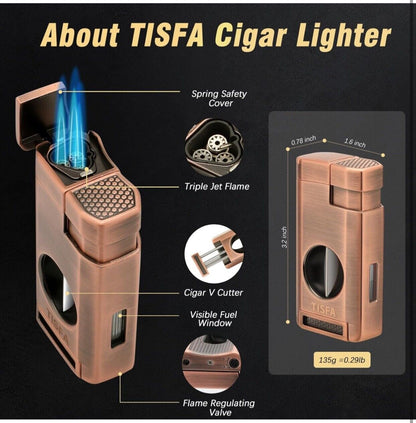 Leather Cigar Case with Cigar Lighter