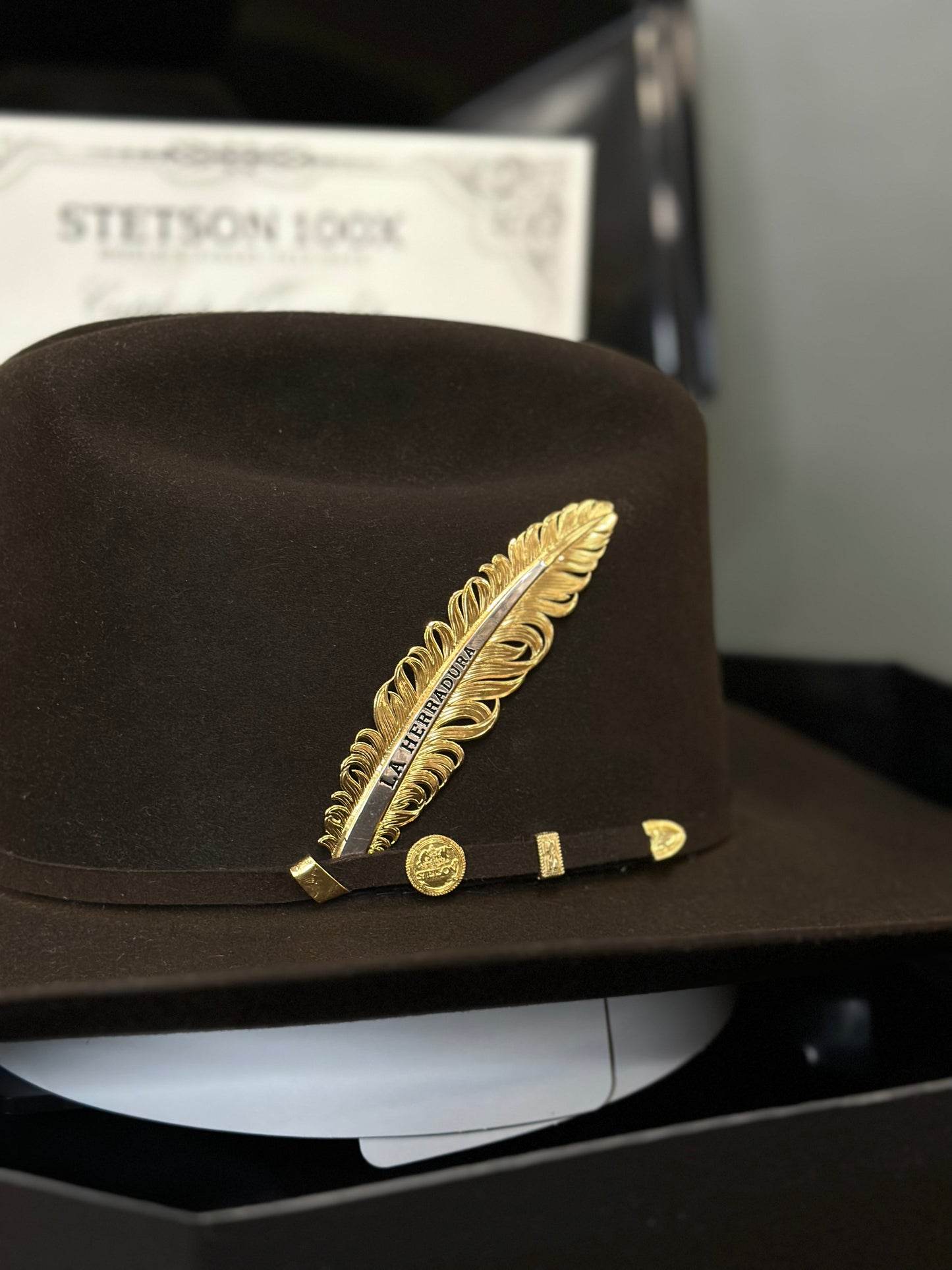 STETSON COWBOY HAT 100X EL PRESIDENTE CHOCOLATE COPA ALTA