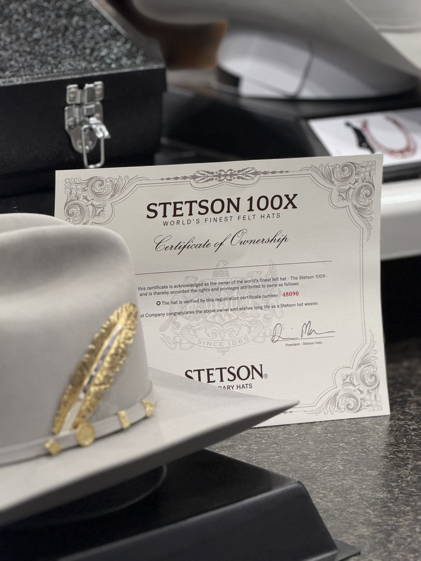 STETSON COWBOY HAT 100X EL PRESIDENTE MIST GREY COPA CHICA