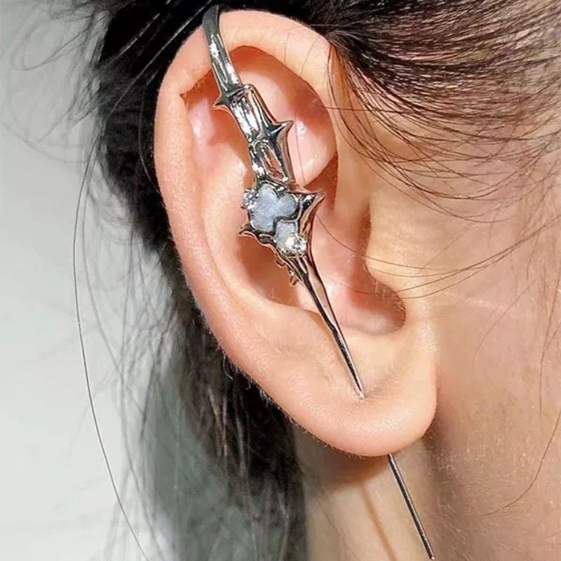 1 PCS Punk Geometric Four-Pointed Star Piercing Earring