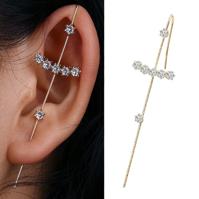 1PCS Rhinestone Decor Ear Cuff Piercing Earring