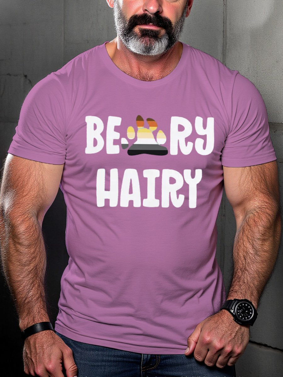 Men's LGBTQ Gay Pride Bear Beary Hairy Print T-shirt