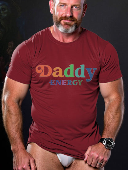 Men's LGBT Rainbow Gay Daddy Energy Pride Casual Print T-shirt