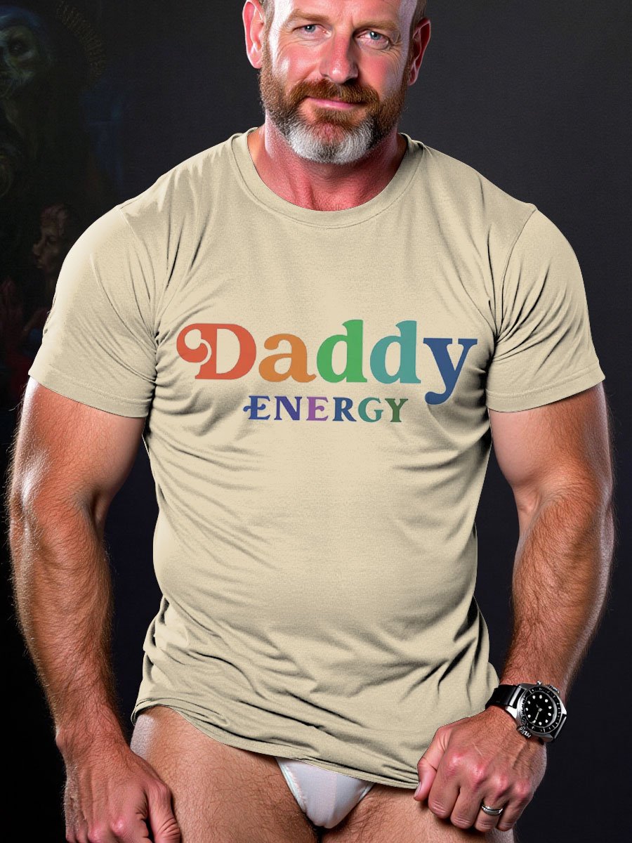 Men's LGBT Rainbow Gay Daddy Energy Pride Casual Print T-shirt