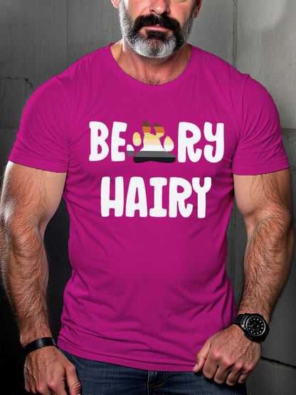 Men's LGBTQ Gay Pride Bear Beary Hairy Print T-shirt