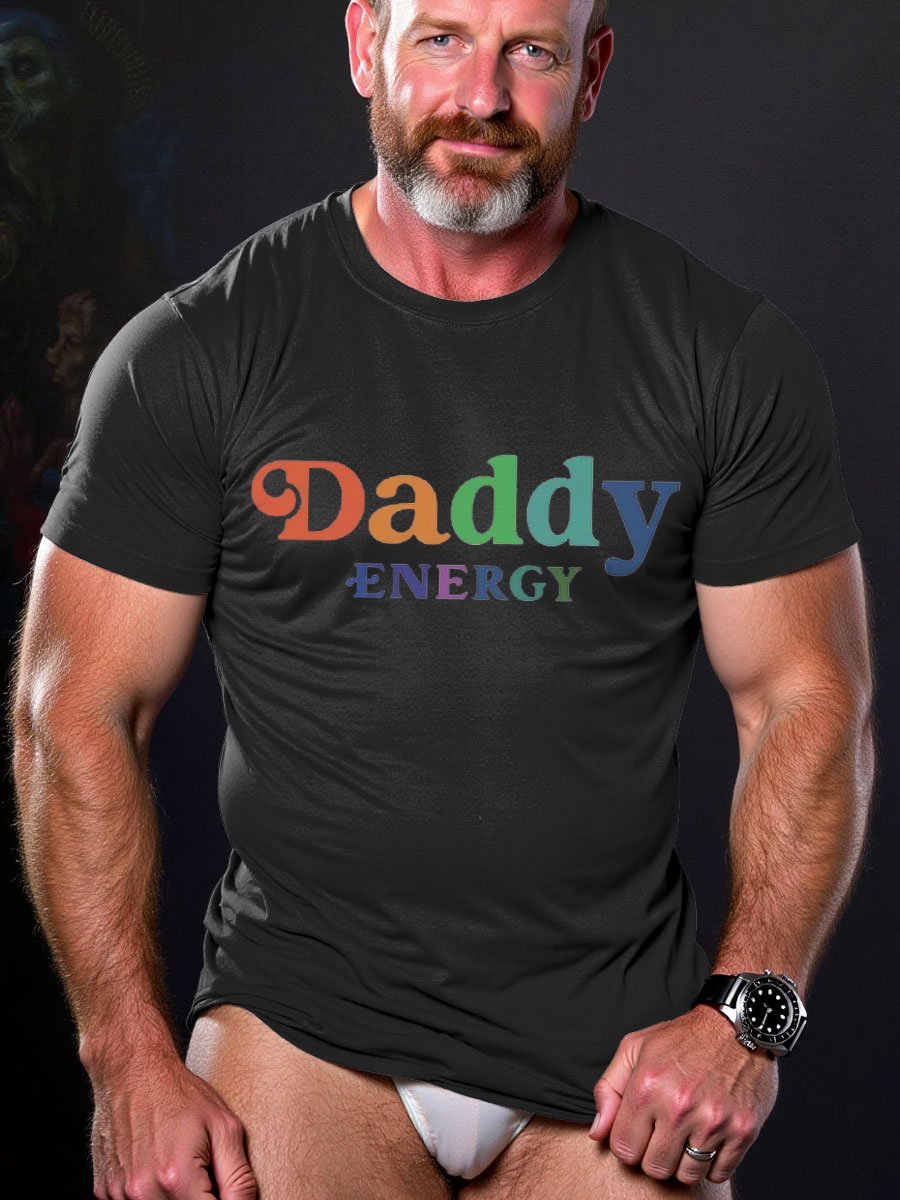 Men's LGBT Rainbow Gay Daddy Energy Pride Casual Print T-shirt