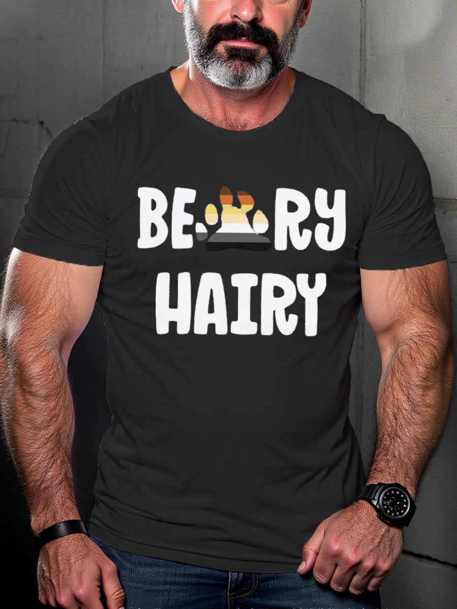 Men's LGBTQ Gay Pride Bear Beary Hairy Print T-shirt