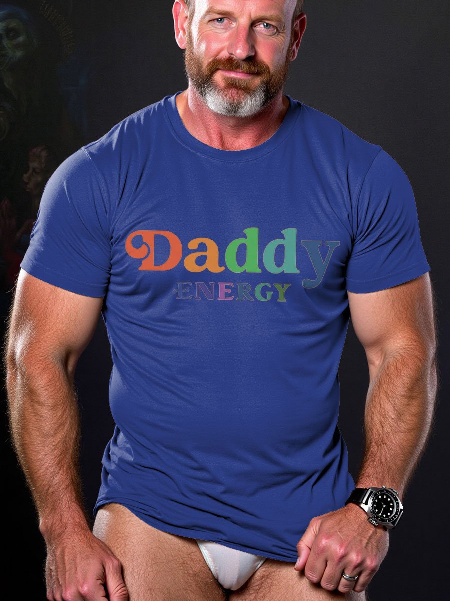 Men's LGBT Rainbow Gay Daddy Energy Pride Casual Print T-shirt