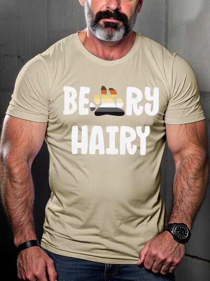 Men's LGBTQ Gay Pride Bear Beary Hairy Print T-shirt