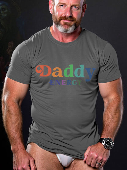 Men's LGBT Rainbow Gay Daddy Energy Pride Casual Print T-shirt