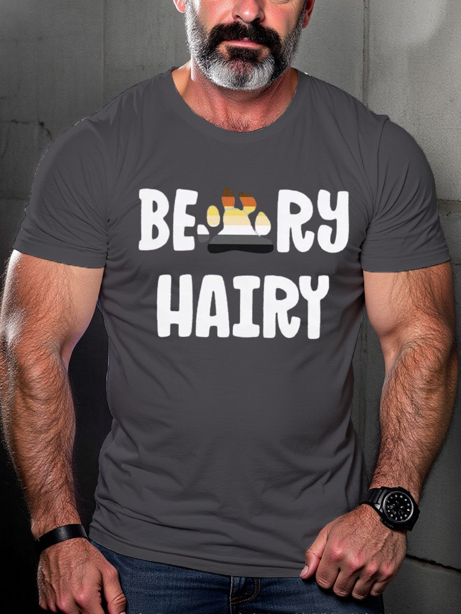 Men's LGBTQ Gay Pride Bear Beary Hairy Print T-shirt