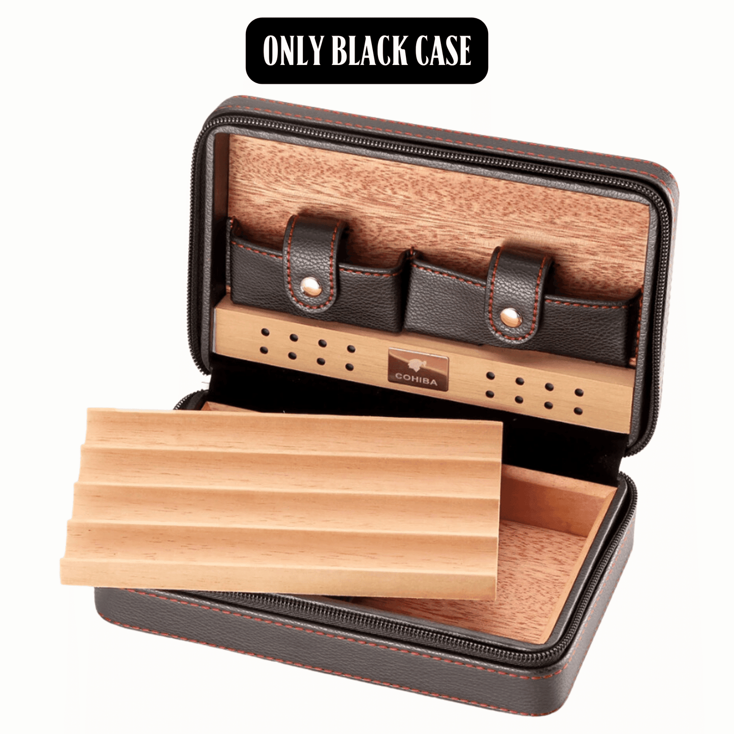 Luxury On-the-Go: Leather-Bound Portable Case And Humidor with or w/o Lighter and Cutter Ensemble!