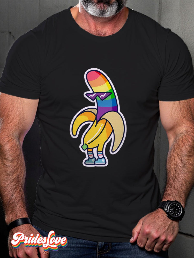 LGBT Banana heart rainbow Art Print Casaul T-shirt