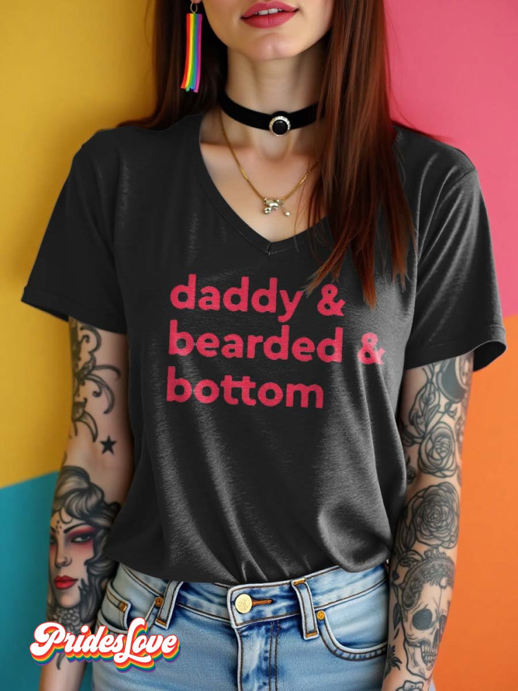 LGBT Pride Art Daddy & Bearded & Bottom T-shirt