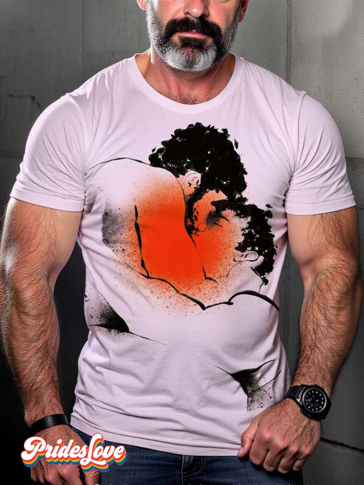 LGBT Pride Gay Love Kiss Art T-shirt