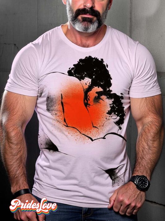 LGBT Pride Gay Love Kiss Art T-shirt