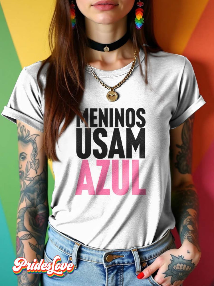 LGBT Pride Lesbian Art Meninos USAM AZUL T-shirt