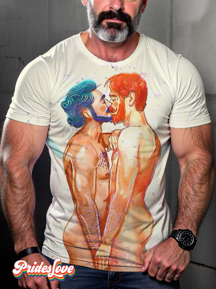 LGBT Pride Love Kiss Gay Art T-shirt